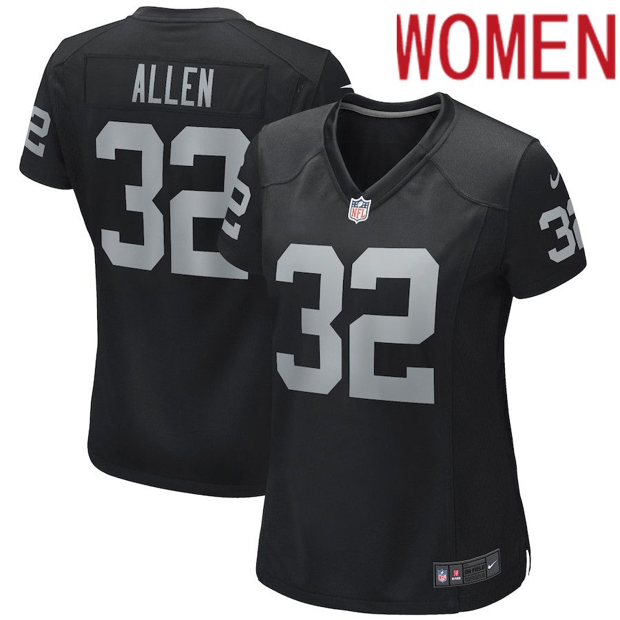 Women Oakland Raiders #32 Marcus Allen Nike Black Game Retired Player NFL Jersey->women nfl jersey->Women Jersey